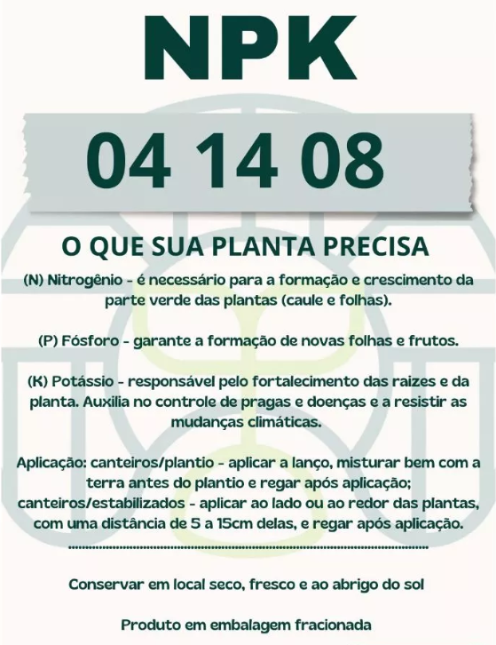 Fertilizante N.P.K 04-14-08 - Adubo para cobertura floração e frutíferas, plantio - Imagem 2