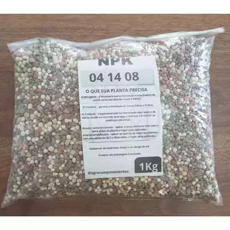 Fertilizante N.P.K 04-14-08 - Adubo para cobertura floração e frutíferas, plantio